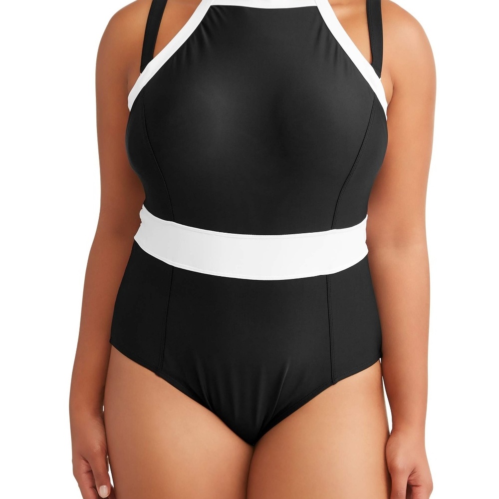 Terra sky solid black one piece swimsuit 4X 5X